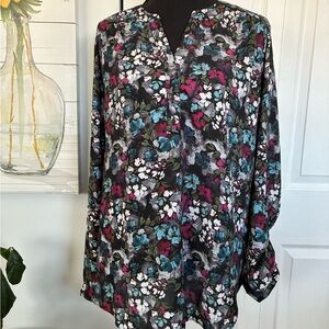 KEREN hart Floral Blouse - Black, Blue, Pink